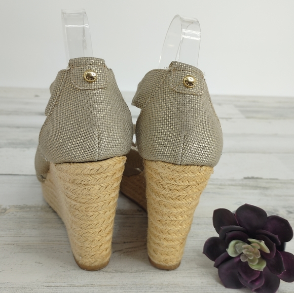 Michael Kors Gold/Tan Wedge Sandals - Picture 4 of 7